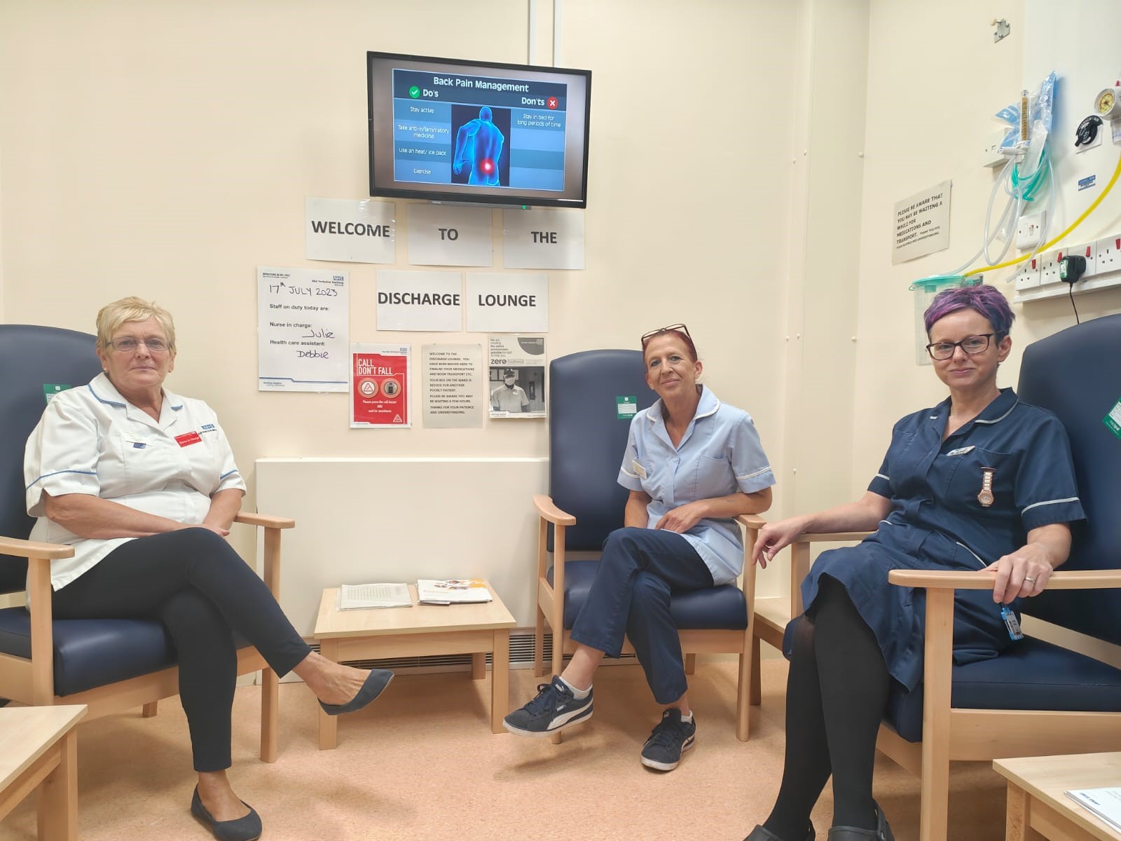 Healthcare colleagues in new discharge lounge